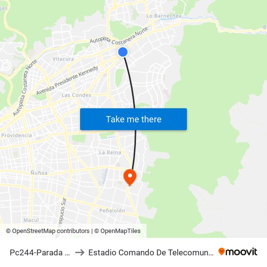 Pc244-Parada 4 / Nudo Estoril to Estadio Comando De Telecomunicaciones Del Ejército De Chile map