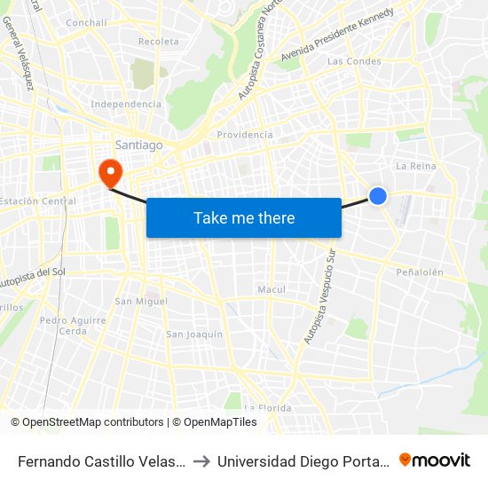 Fernando Castillo Velasco to Universidad Diego Portales map