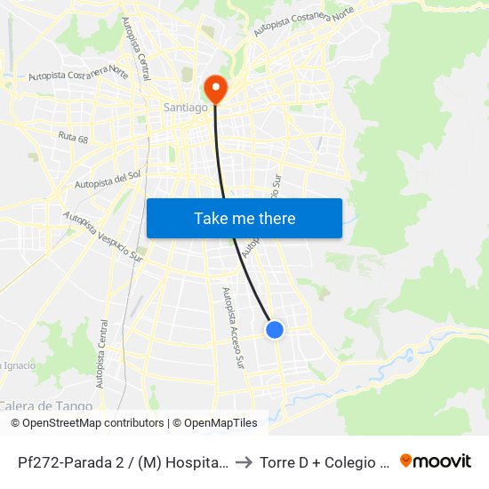 Pf272-Parada 2 / (M) Hospital Sótero Del Río to Torre D + Colegio Ingenieros map