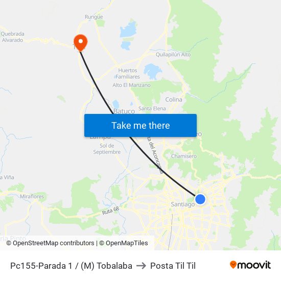 Pc155-Parada 1 / (M) Tobalaba to Posta Til Til map