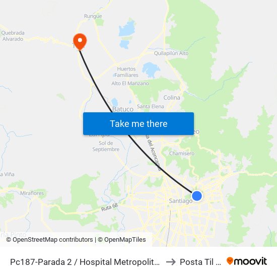Pc187-Parada 2 / Hospital Metropolitano to Posta Til Til map