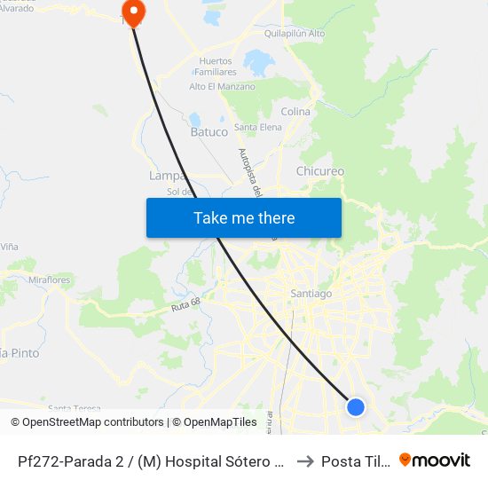 Pf272-Parada 2 / (M) Hospital Sótero Del Río to Posta Til Til map