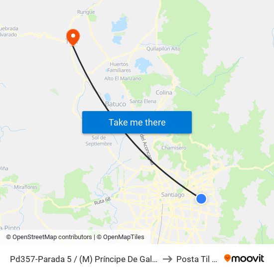 Pd357-Parada 5 / (M) Príncipe De Gales to Posta Til Til map