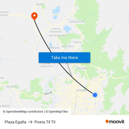 Plaza Egaña to Posta Til Til map