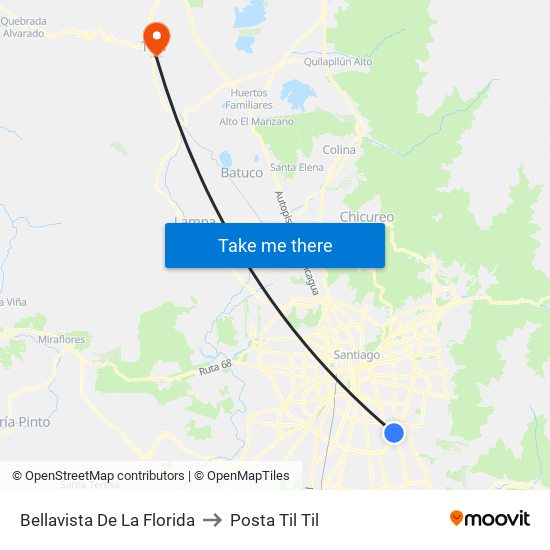 Bellavista De La Florida to Posta Til Til map