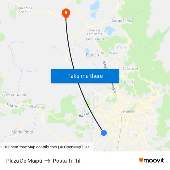 Plaza De Maipú to Posta Til Til map