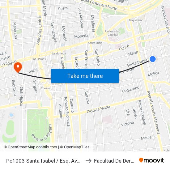 Pc1003-Santa Isabel / Esq. Avenida Seminario to Facultad De Derecho Udla map