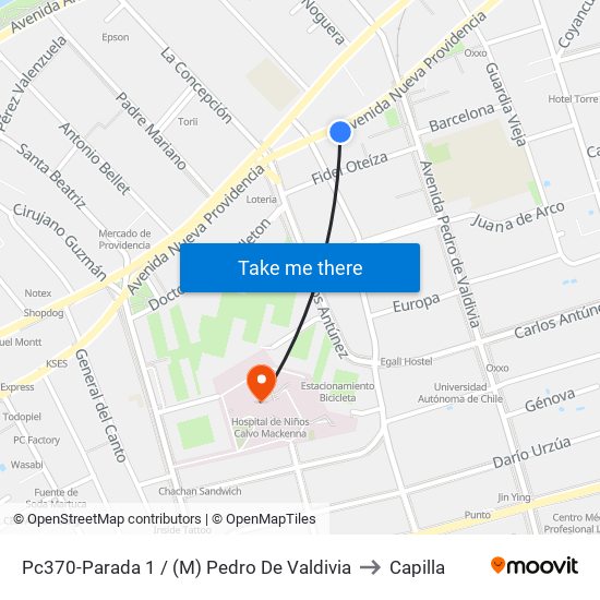 Pc370-Parada 1 / (M) Pedro De Valdivia to Capilla map