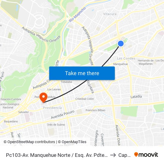 Pc103-Av. Manquehue Norte / Esq. Av. Pdte. Riesco to Capilla map