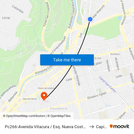 Pc266-Avenida Vitacura / Esq. Nueva Costanera to Capilla map