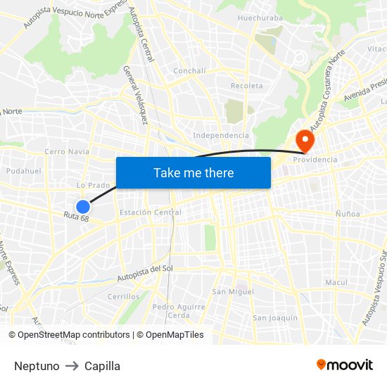 Neptuno to Capilla map