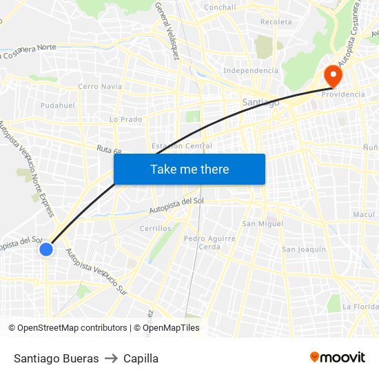 Santiago Bueras to Capilla map