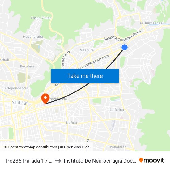 Pc236-Parada 1 / Nudo Estoril to Instituto De Neurocirugía Doctor Alfonso Asenjo map