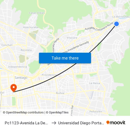 Pc1123-Avenida La Dehesa / Esq. Av. Las Condes to Universidad Diego Portales - Facultad De Ingeniería map