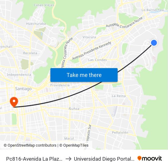 Pc816-Avenida La Plaza / Esq. Rep. De Hondura to Universidad Diego Portales - Facultad De Ingeniería map