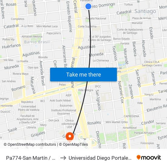 Pa774-San Martín / Esq. Santo Domingo to Universidad Diego Portales - Facultad De Ingeniería map