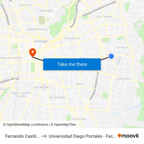 Fernando Castillo Velasco to Universidad Diego Portales - Facultad De Ingeniería map