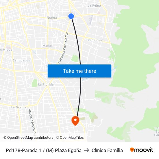 Pd178-Parada 1 / (M) Plaza Egaña to Clínica Familia map