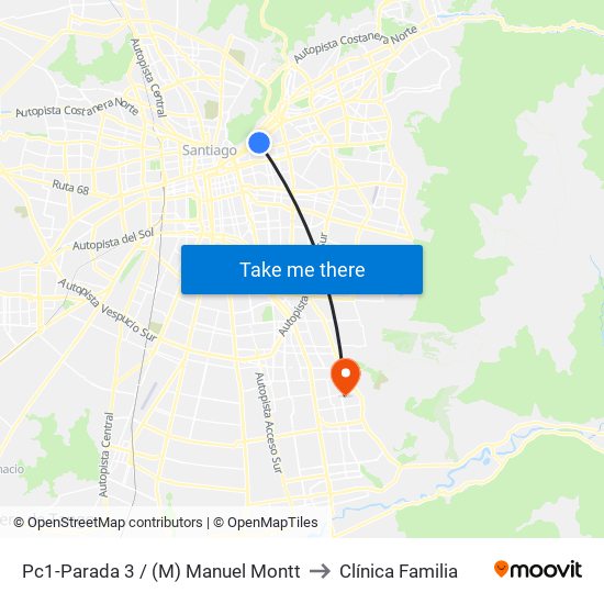 Pc1-Parada 3 / (M) Manuel Montt to Clínica Familia map