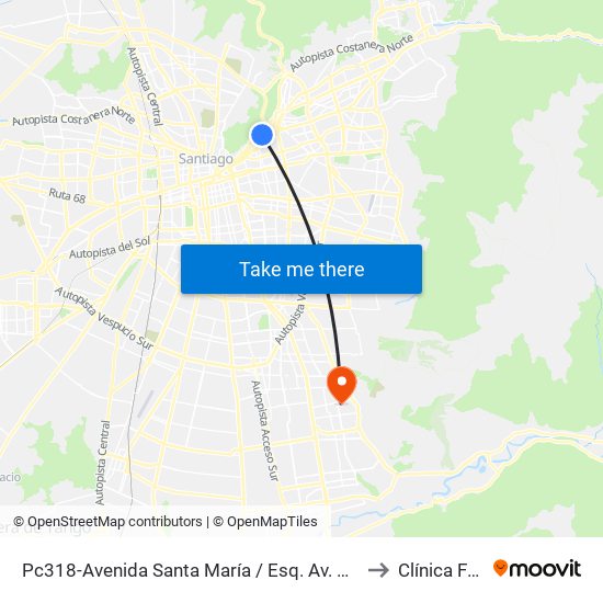 Pc318-Avenida Santa María / Esq. Av. Pedro De Valdivia to Clínica Familia map