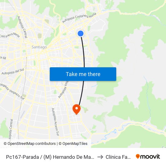 Pc167-Parada / (M) Hernando De Magallanes to Clínica Familia map
