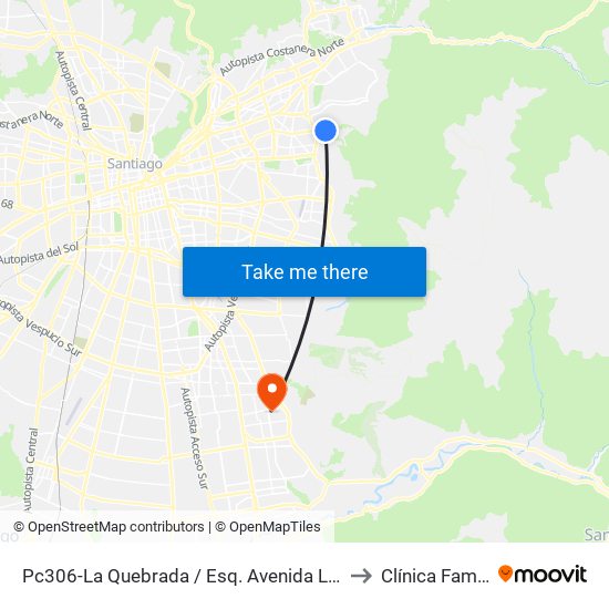 Pc306-La Quebrada / Esq. Avenida La Paz to Clínica Familia map