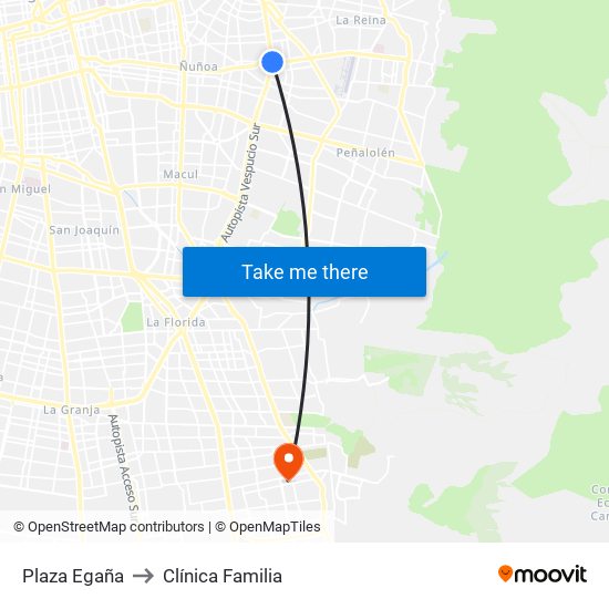 Plaza Egaña to Clínica Familia map