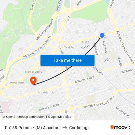 Pc158-Parada / (M) Alcántara to Cardiología map