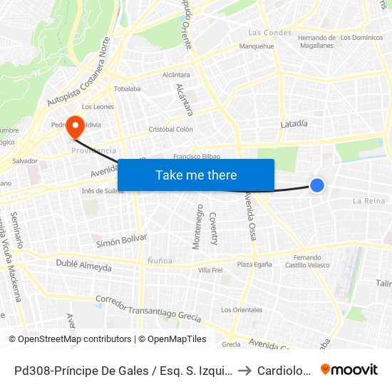 Pd308-Príncipe De Gales / Esq. S. Izquierdo to Cardiología map