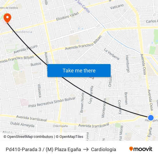 Pd410-Parada 3 / (M) Plaza Egaña to Cardiología map