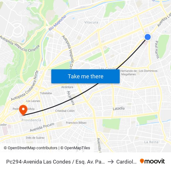 Pc294-Avenida Las Condes / Esq. Av. Padre H. Central to Cardiología map