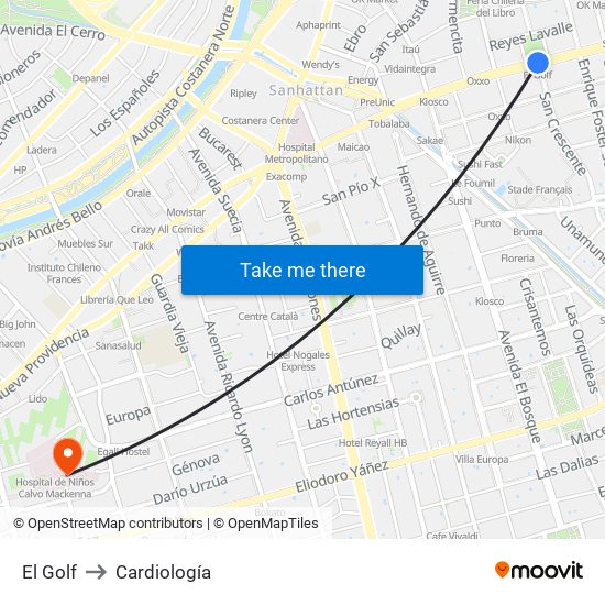 El Golf to Cardiología map