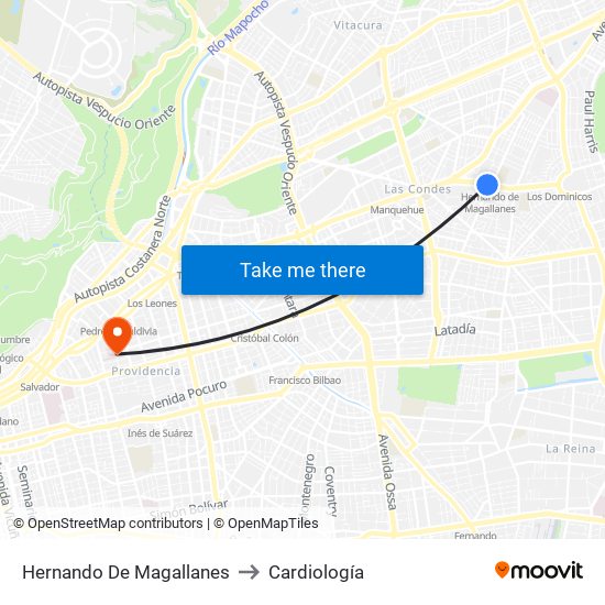 Hernando De Magallanes to Cardiología map