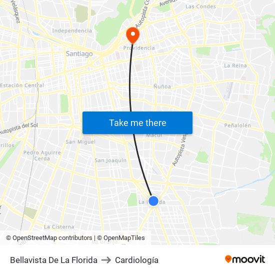 Bellavista De La Florida to Cardiología map