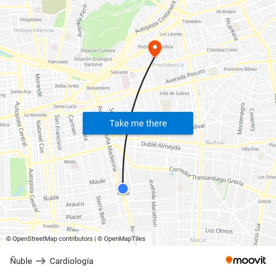 Ñuble to Cardiología map