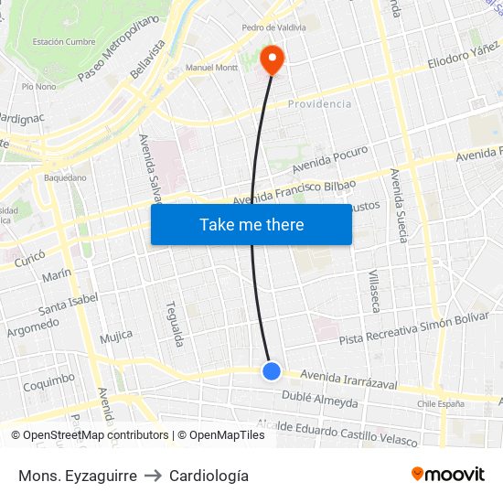 Mons. Eyzaguirre to Cardiología map