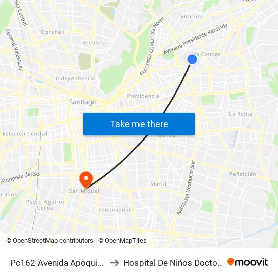 Pc162-Avenida Apoquindo / Esq. Rosa O'Higgins to Hospital De Niños Doctor Exequiel González Cortés map