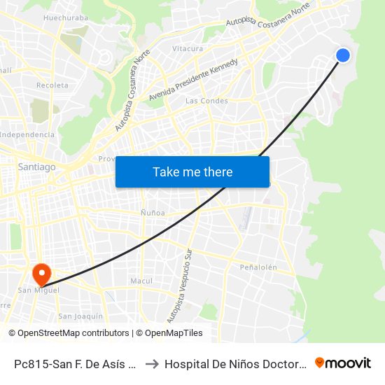 Pc815-San F. De Asís / Esq. Avenida La Plaza to Hospital De Niños Doctor Exequiel González Cortés map