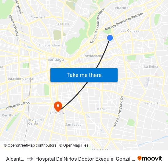 Alcántara to Hospital De Niños Doctor Exequiel González Cortés map