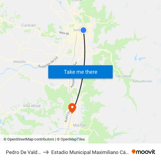 Pedro De Valdivia to Estadio Municipal Maximiliano Cáceres map