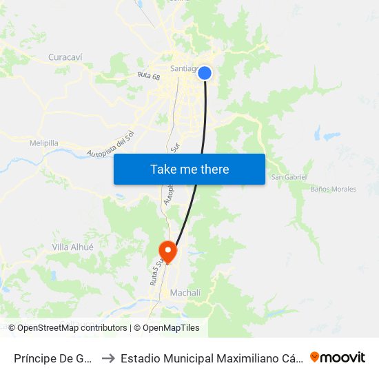 Príncipe De Gales to Estadio Municipal Maximiliano Cáceres map