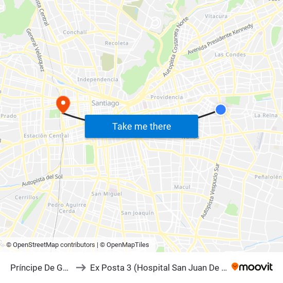 Príncipe De Gales to Ex Posta 3 (Hospital San Juan De Dios) map