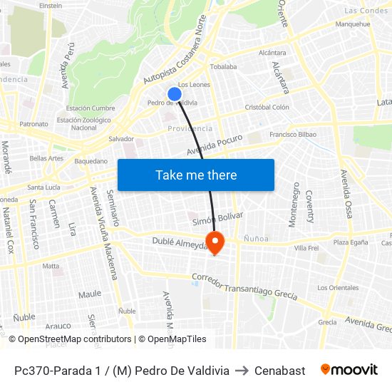 Pc370-Parada 1 / (M) Pedro De Valdivia to Cenabast map