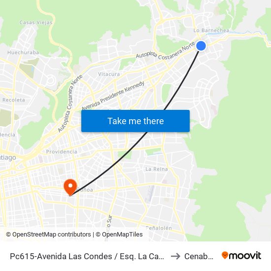 Pc615-Avenida Las Condes / Esq. La Cabaña to Cenabast map