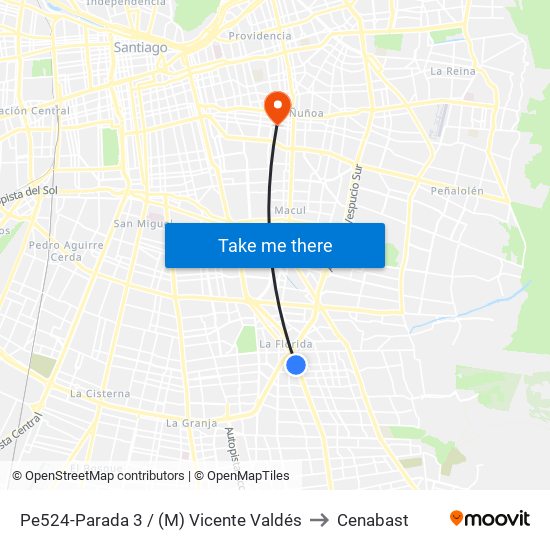 Pe524-Parada 3 / (M) Vicente Valdés to Cenabast map