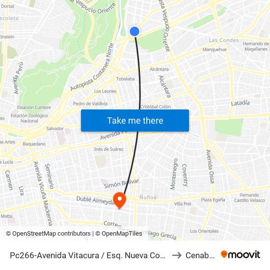 Pc266-Avenida Vitacura / Esq. Nueva Costanera to Cenabast map