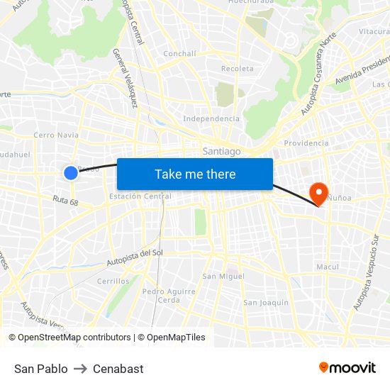 San Pablo to Cenabast map