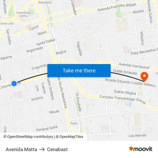 Avenida Matta to Cenabast map