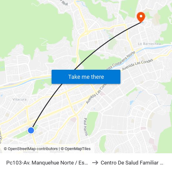 Pc103-Av. Manquehue Norte / Esq. Av. Pdte. Riesco to Centro De Salud Familiar Lo Barnechea map