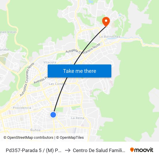 Pd357-Parada 5 / (M) Príncipe De Gales to Centro De Salud Familiar Lo Barnechea map